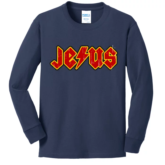 Jesus Rocks Logo Kids Long Sleeve Shirt