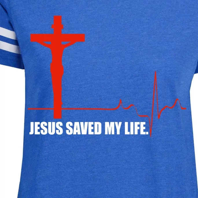 Jesus Saved My Life Enza Ladies Jersey Football T-Shirt