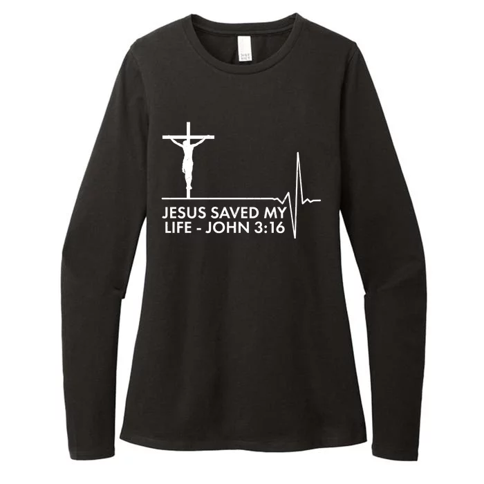 Jesus Saved My Life John 3:16 Heartbeat Womens CVC Long Sleeve Shirt