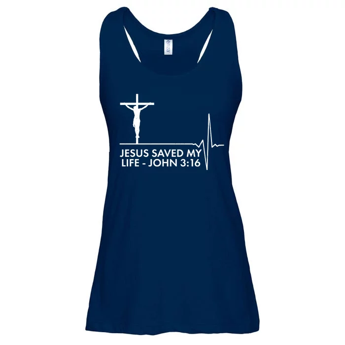 Jesus Saved My Life John 3:16 Heartbeat Ladies Essential Flowy Tank