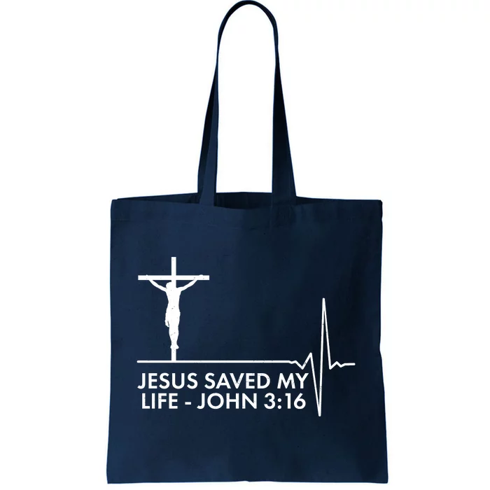 Jesus Saved My Life John 3:16 Heartbeat Tote Bag