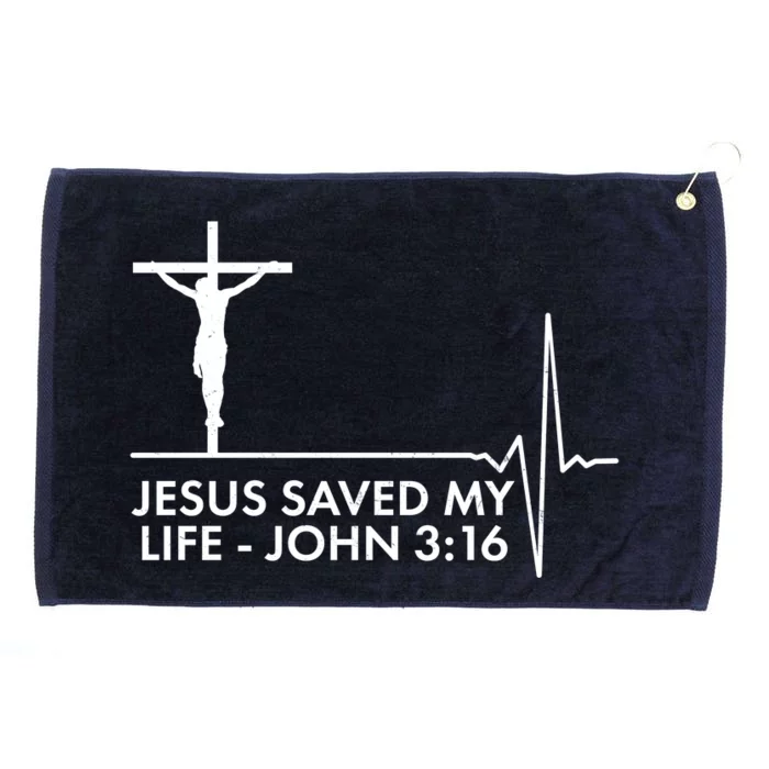 Jesus Saved My Life John 3:16 Heartbeat Grommeted Golf Towel