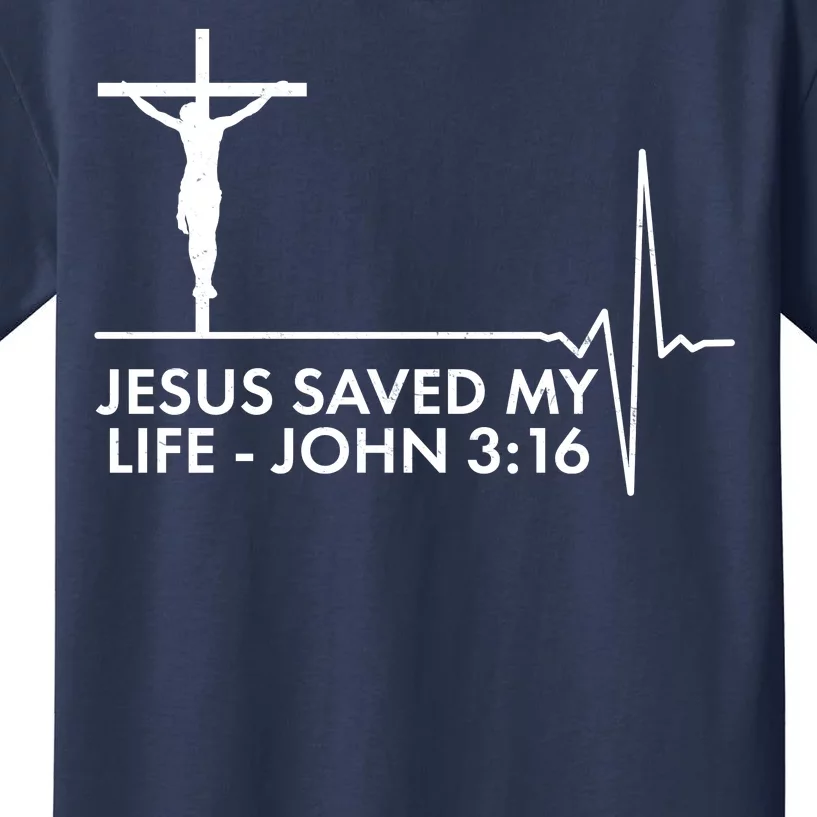 Jesus Saved My Life John 3:16 Heartbeat Kids T-Shirt