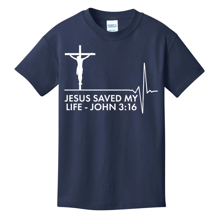 Jesus Saved My Life John 3:16 Heartbeat Kids T-Shirt