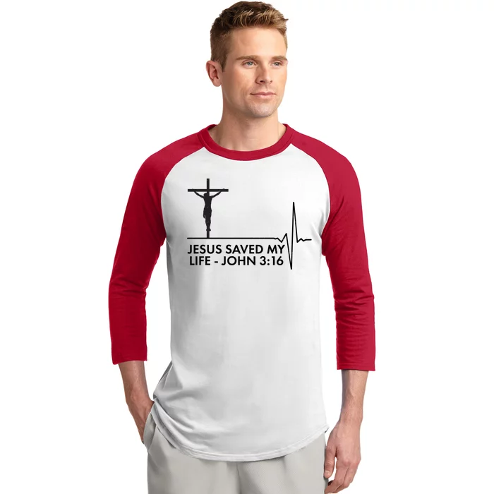 Jesus Saved My Life John 3:16 Heartbeat Baseball Sleeve Shirt