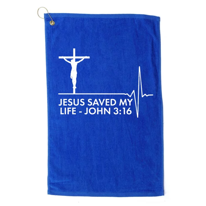 Jesus Saved My Life John 3:16 Heartbeat Platinum Collection Golf Towel