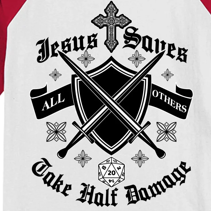 Jesus Saves All Others Take Half Damage DnD Game Kids Colorblock Raglan Jersey