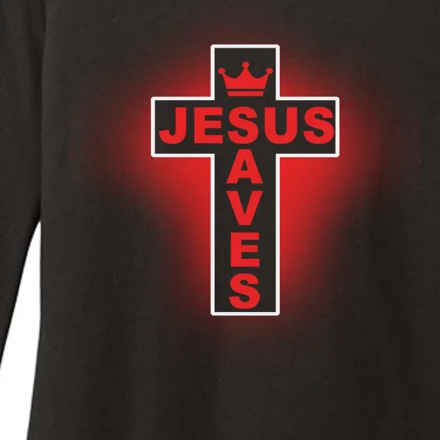 Jesus Saves Christian Faith Cross Womens CVC Long Sleeve Shirt