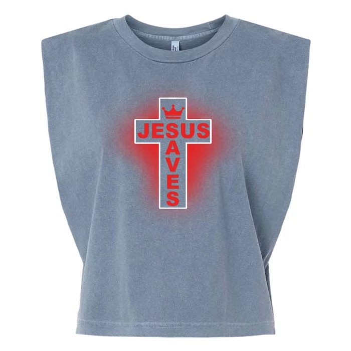 Jesus Saves Christian Faith Cross Garment-Dyed Women's Muscle Tee