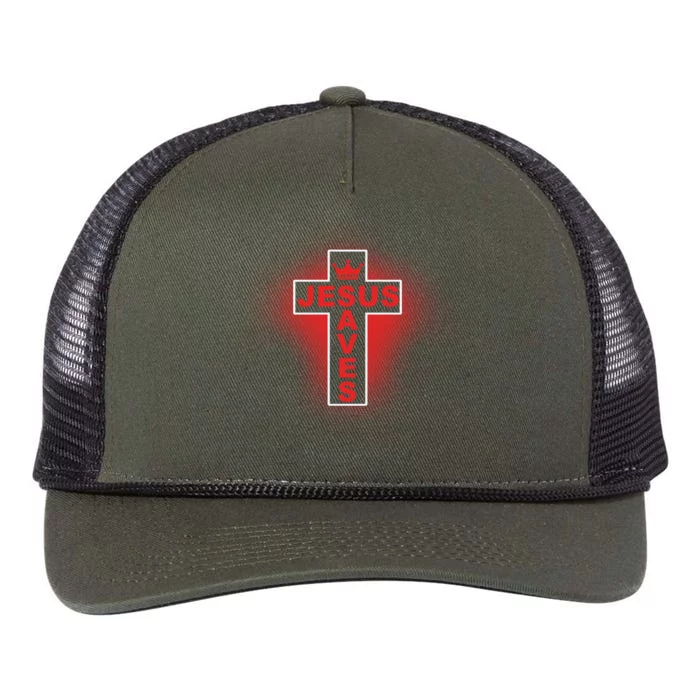 Jesus Saves Christian Faith Cross Retro Rope Trucker Hat Cap