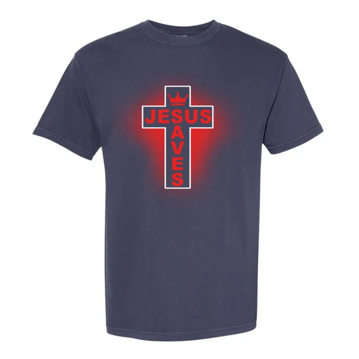 Jesus Saves Christian Faith Cross Garment-Dyed Heavyweight T-Shirt