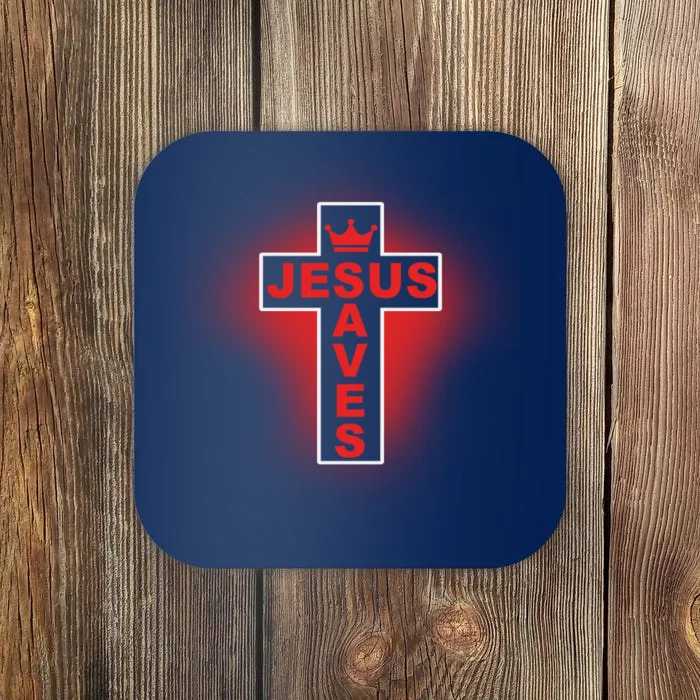 Jesus Saves Christian Faith Cross Coaster