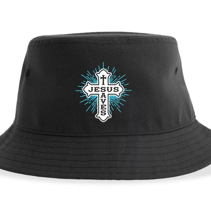 Jesus Saves Cross Sustainable Bucket Hat