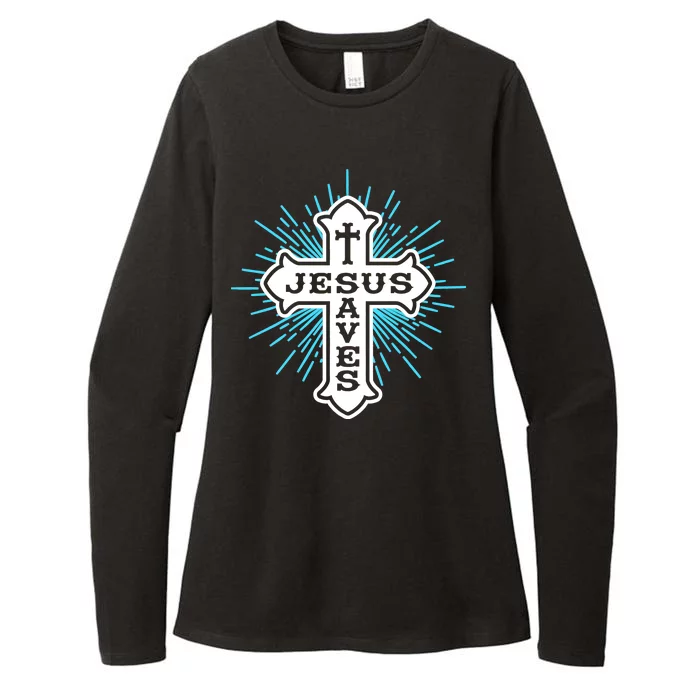 Jesus Saves Cross Womens CVC Long Sleeve Shirt