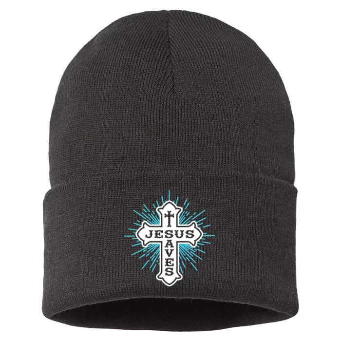 Jesus Saves Cross Sustainable Knit Beanie