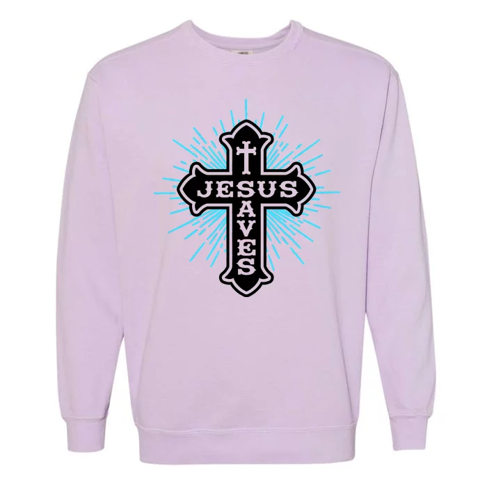 Jesus Saves Cross Garment-Dyed Sweatshirt