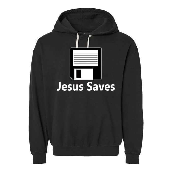 Jesus Saves Floppy Disk Garment-Dyed Fleece Hoodie