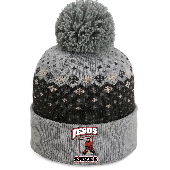 Jesus Saves Hockey Goalie The Baniff Cuffed Pom Beanie