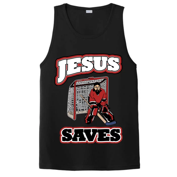 Jesus Saves Hockey Goalie Performance Tank