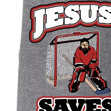 Jesus Saves Hockey Goalie Doggie 3-End Fleece Hoodie