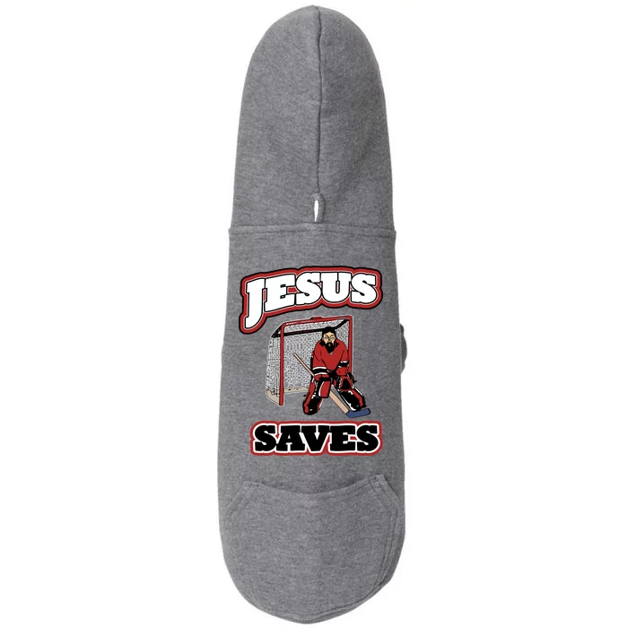 Jesus Saves Hockey Goalie Doggie 3-End Fleece Hoodie