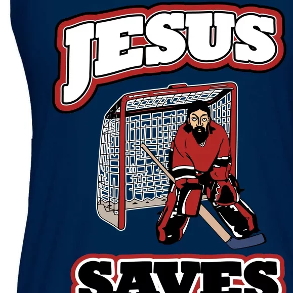 Jesus Saves Hockey Goalie Ladies Essential Flowy Tank