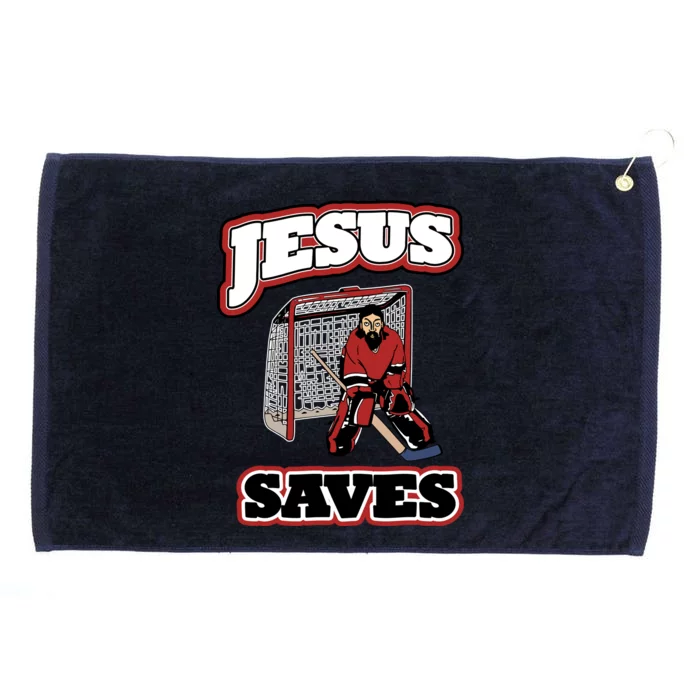 Jesus Saves Hockey Goalie Grommeted Golf Towel