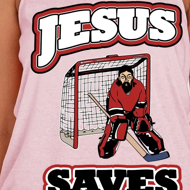 Jesus Saves Hockey Goalie Women's Knotted Racerback Tank