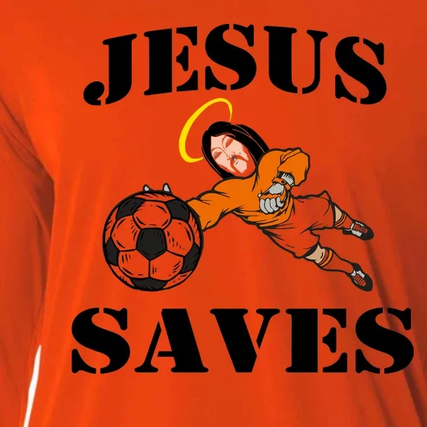 Jesus Saves Soccer Goalie Cooling Performance Long Sleeve Crew