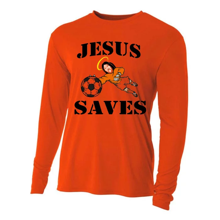 Jesus Saves Soccer Goalie Cooling Performance Long Sleeve Crew