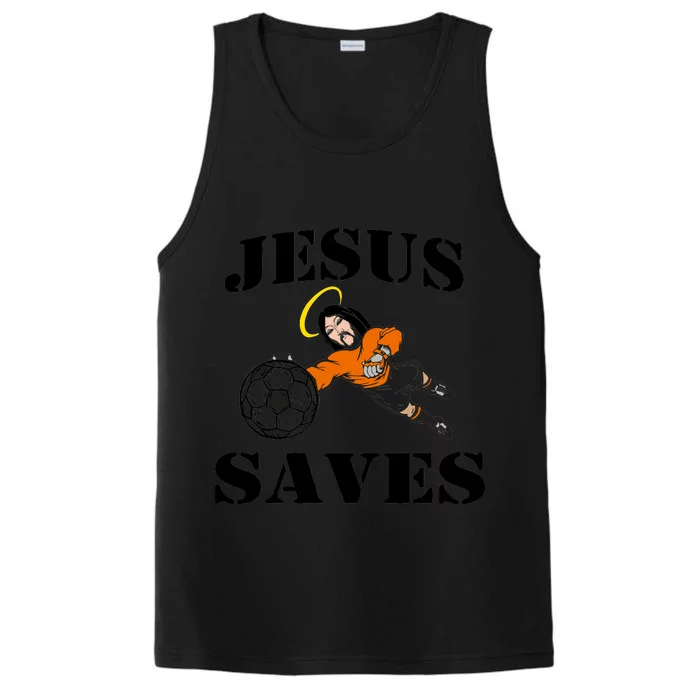 Jesus Saves Soccer Goalie Performance Tank