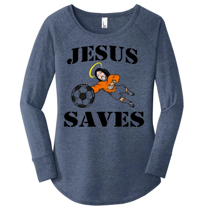 Jesus Saves Soccer Goalie Women's Perfect Tri Tunic Long Sleeve Shirt