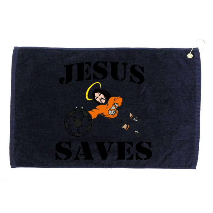 Jesus Saves Soccer Goalie Grommeted Golf Towel