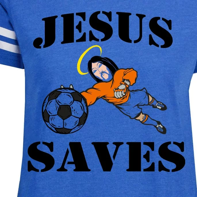 Jesus Saves Soccer Goalie Enza Ladies Jersey Football T-Shirt