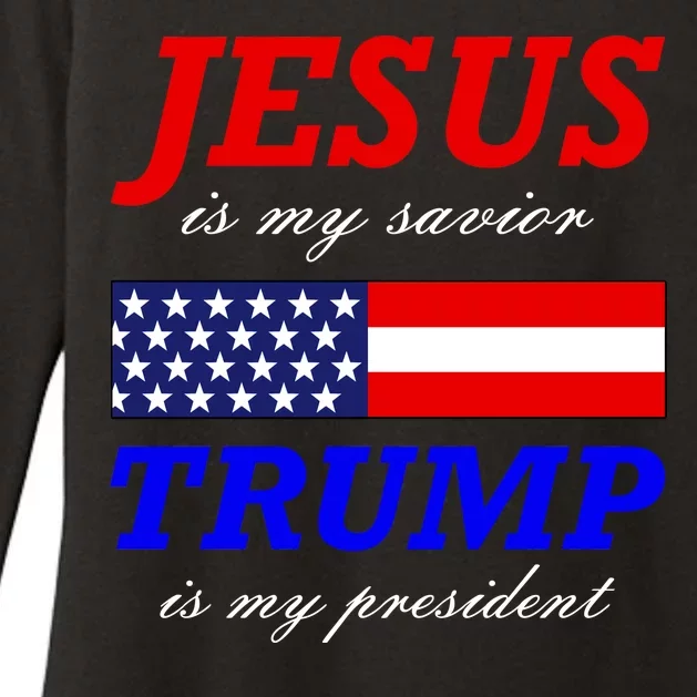 Jesus Savior Trump President Womens CVC Long Sleeve Shirt