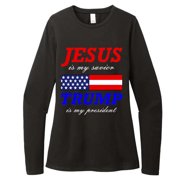 Jesus Savior Trump President Womens CVC Long Sleeve Shirt