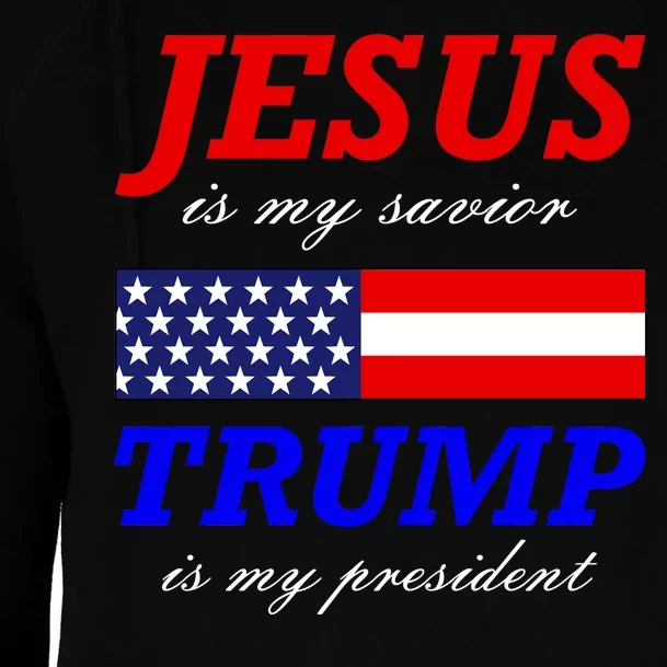 Jesus Savior Trump President Womens Funnel Neck Pullover Hood