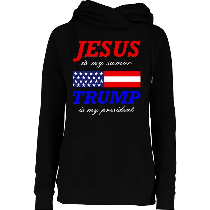 Jesus Savior Trump President Womens Funnel Neck Pullover Hood