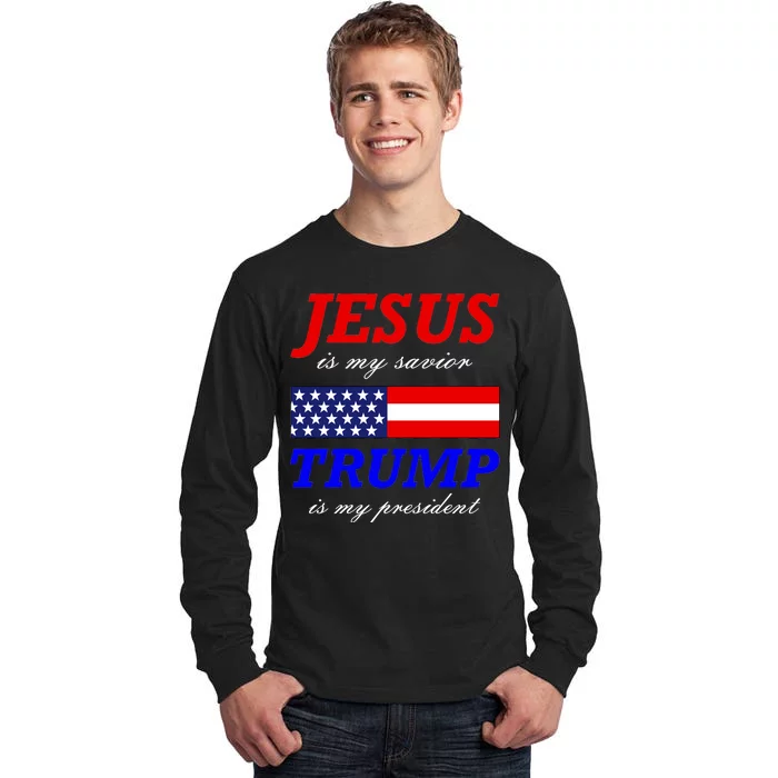 Jesus Savior Trump President Tall Long Sleeve T-Shirt