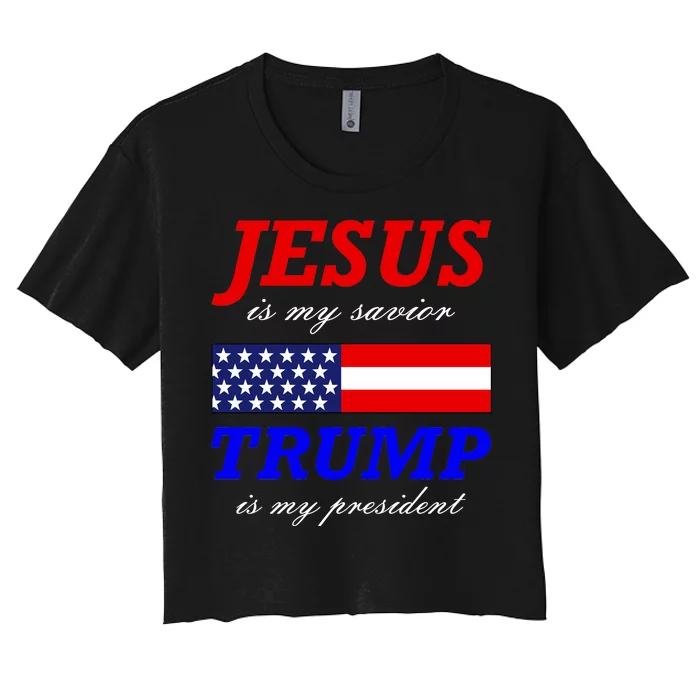 Jesus Savior Trump President Women's Crop Top Tee