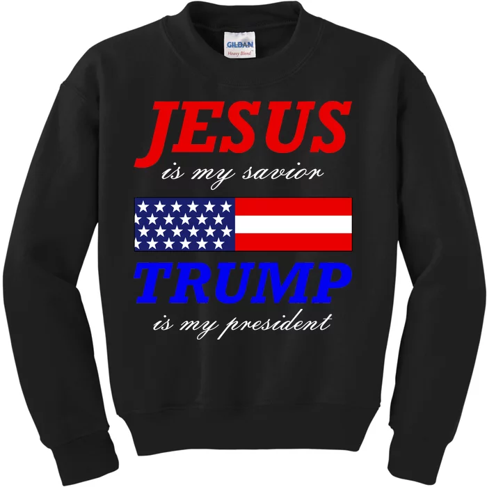 Jesus Savior Trump President Kids Sweatshirt