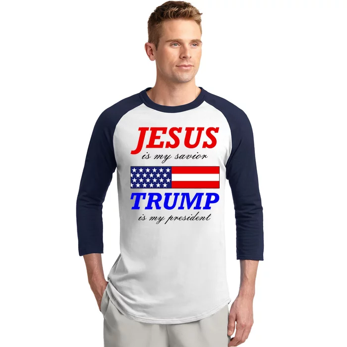 Jesus Savior Trump President Baseball Sleeve Shirt