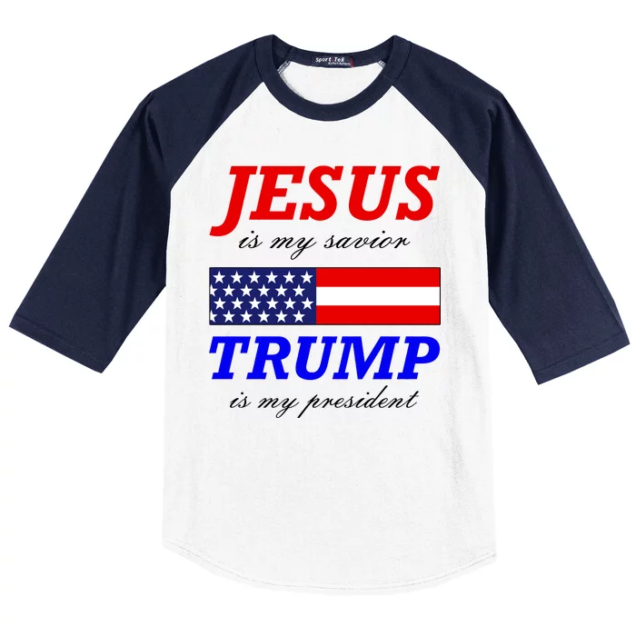 Jesus Savior Trump President Baseball Sleeve Shirt