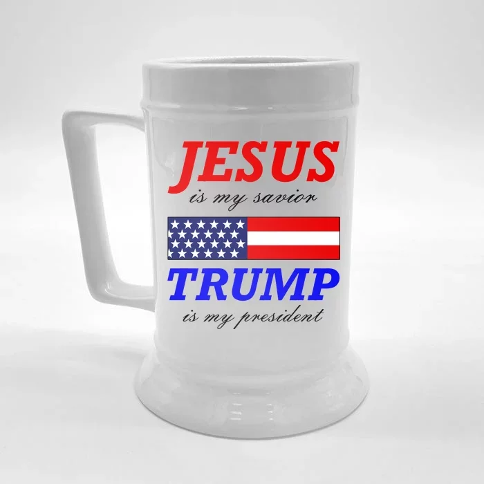 Jesus Savior Trump President Front & Back Beer Stein