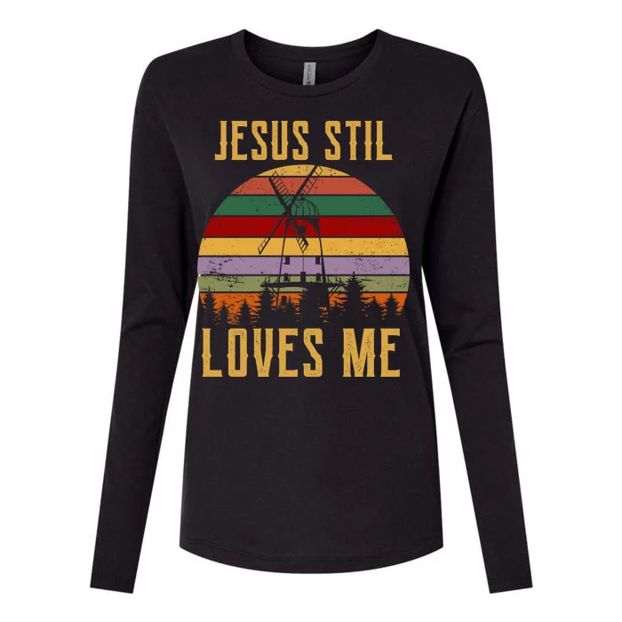 Jesus Still Loves Me Vintage Windmill Womens Cotton Relaxed Long Sleeve T-Shirt