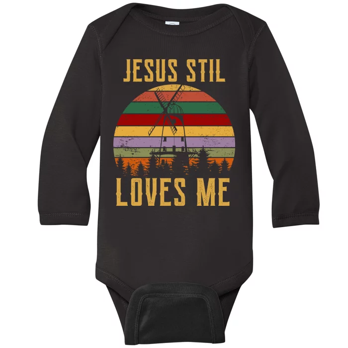 Jesus Still Loves Me Vintage Windmill Baby Long Sleeve Bodysuit