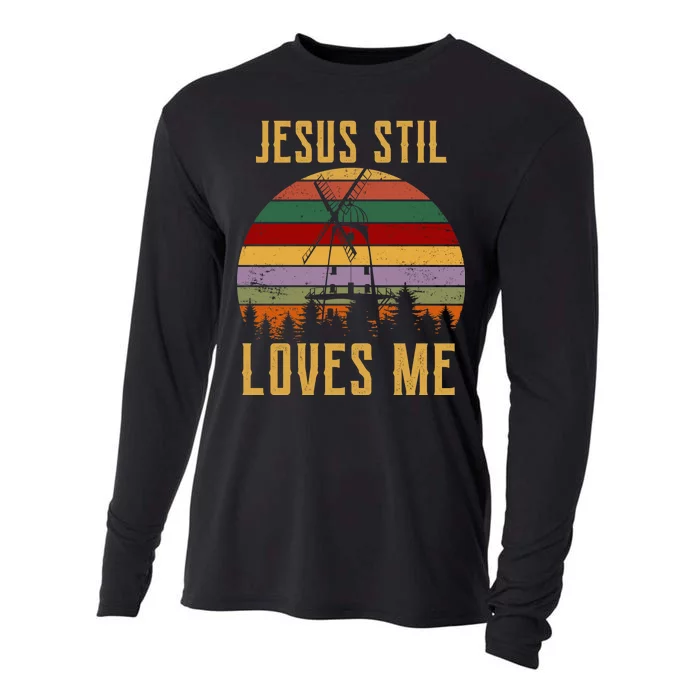 Jesus Still Loves Me Vintage Windmill Cooling Performance Long Sleeve Crew