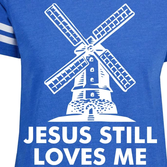 Jesus Still Loves Me Windmill Enza Ladies Jersey Football T-Shirt