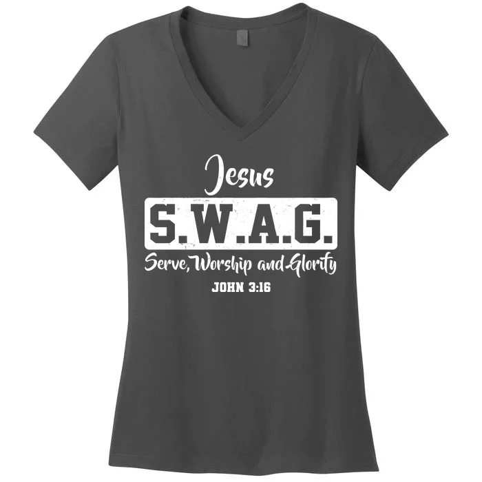 Jesus SWAG Serve Worship And Glorify John 3:16 Women's V-Neck T-Shirt