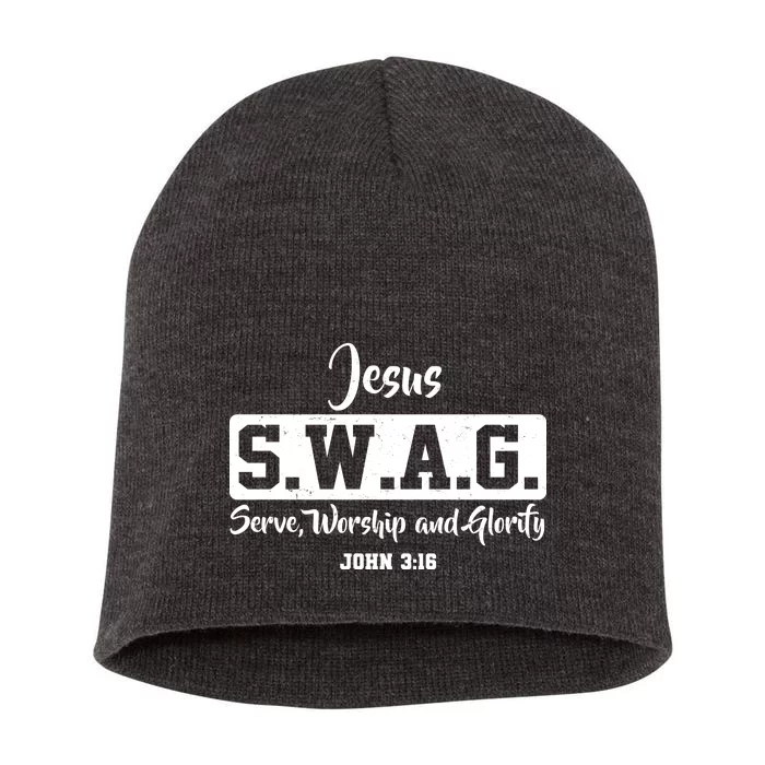 Jesus SWAG Serve Worship And Glorify John 3:16 Short Acrylic Beanie